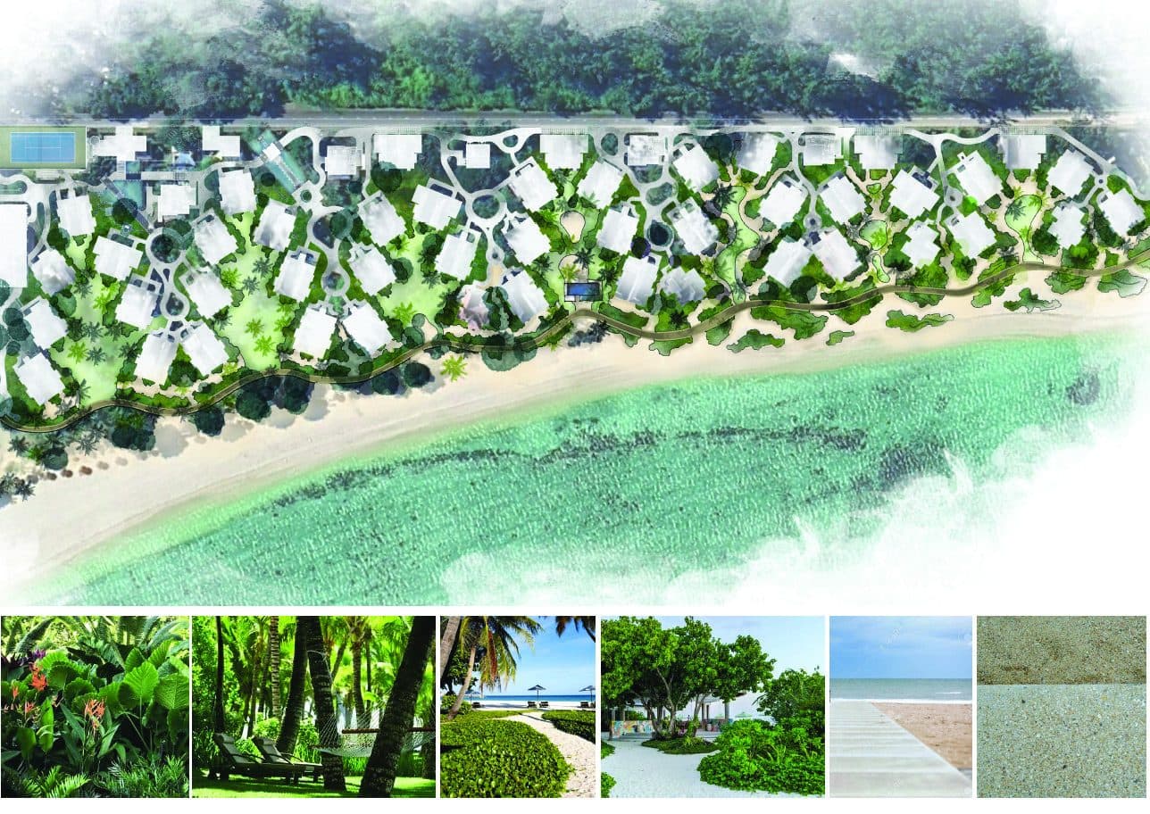 Aerial landscape plan of the JW Marriott resort at Le Morne
