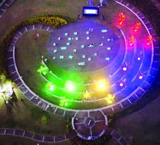 Oval Park illuminated at night