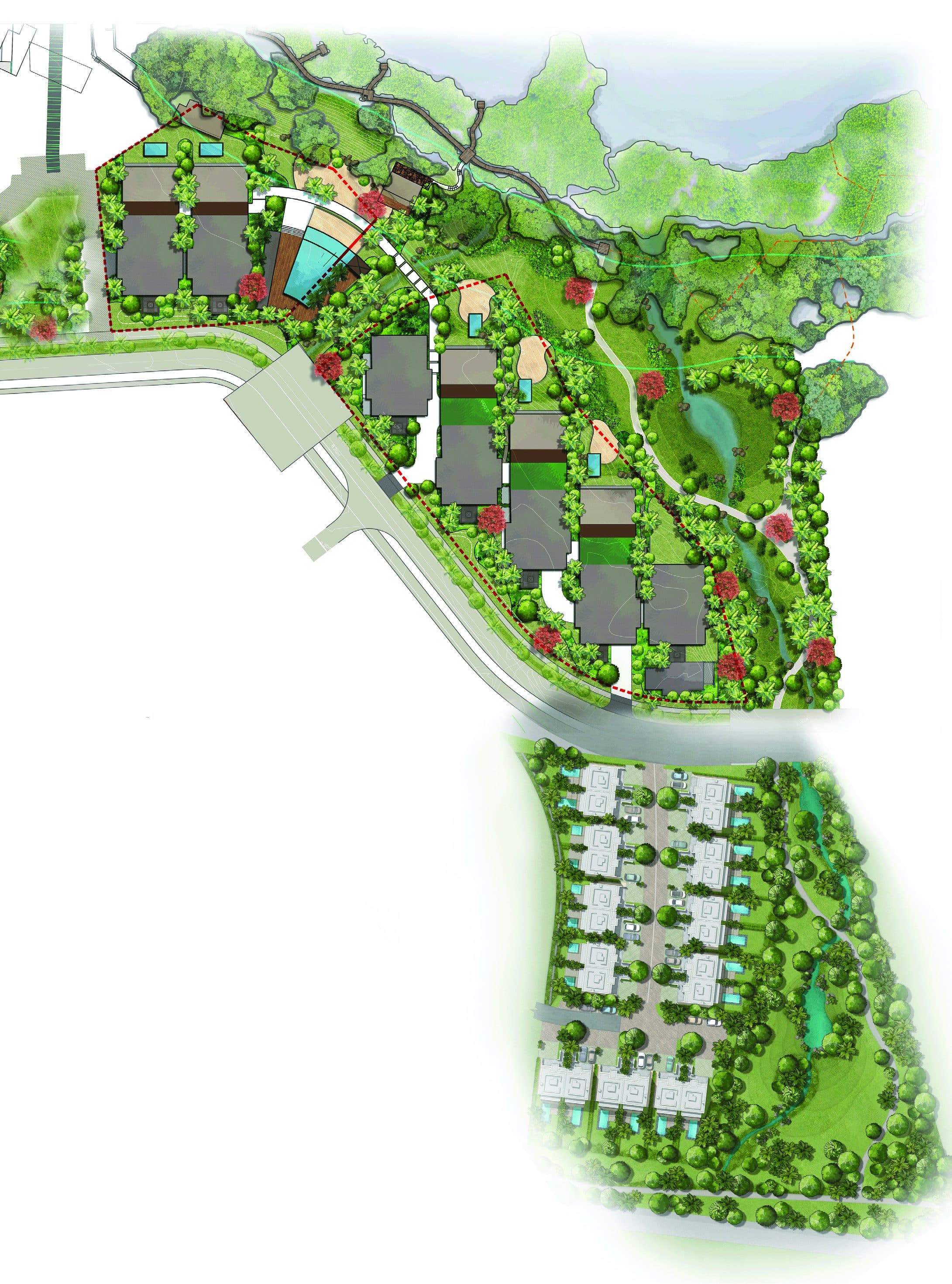 Landscape masterplan drawing of a coastal development