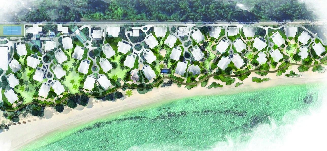 Aerial landscape plan of the JW Marriott resort at Le Morne